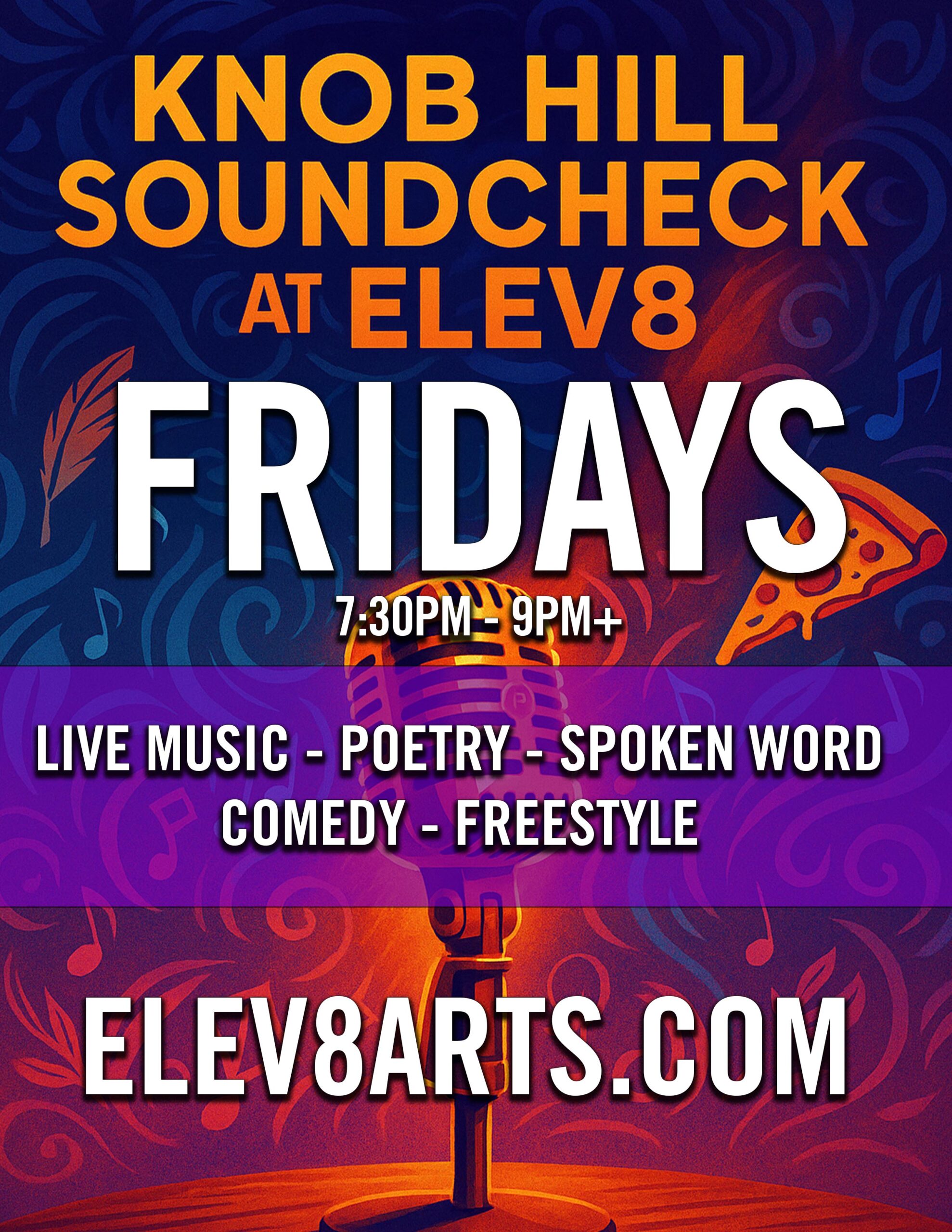 Elev8 Open Mic Night event poster